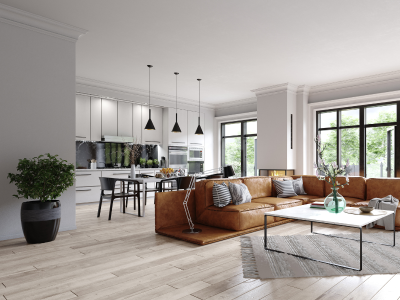 Mẫu Thiết Kế Phòng Khách Liền Bếp 50m2 – Giải Pháp Tối Ưu Không Gian Hiện Đại